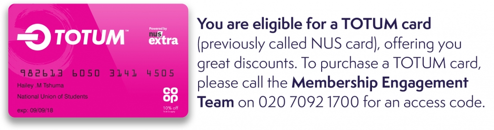 Totum card logo and eligibility information