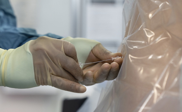 Doctor administering a spinal anaesthetic