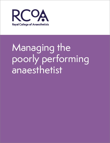 Front cover for Managing the poorly performing anaesthetist guidance