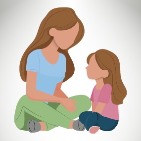 supporting your child leaflet image - mother speaking to child