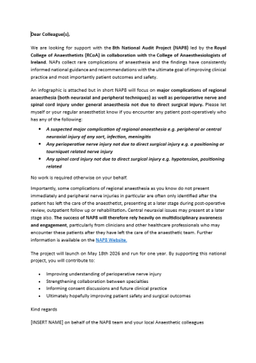 Letter for CDs to send to departmental colleagues