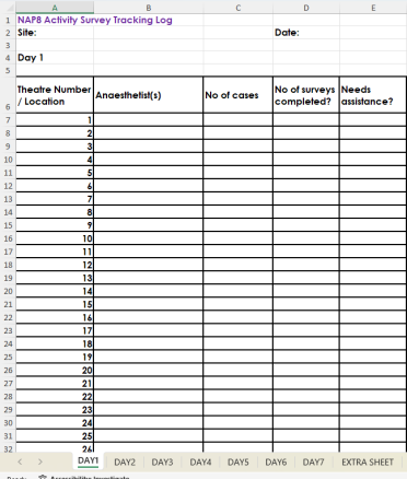 Activity Survey Tracking Log - Excel